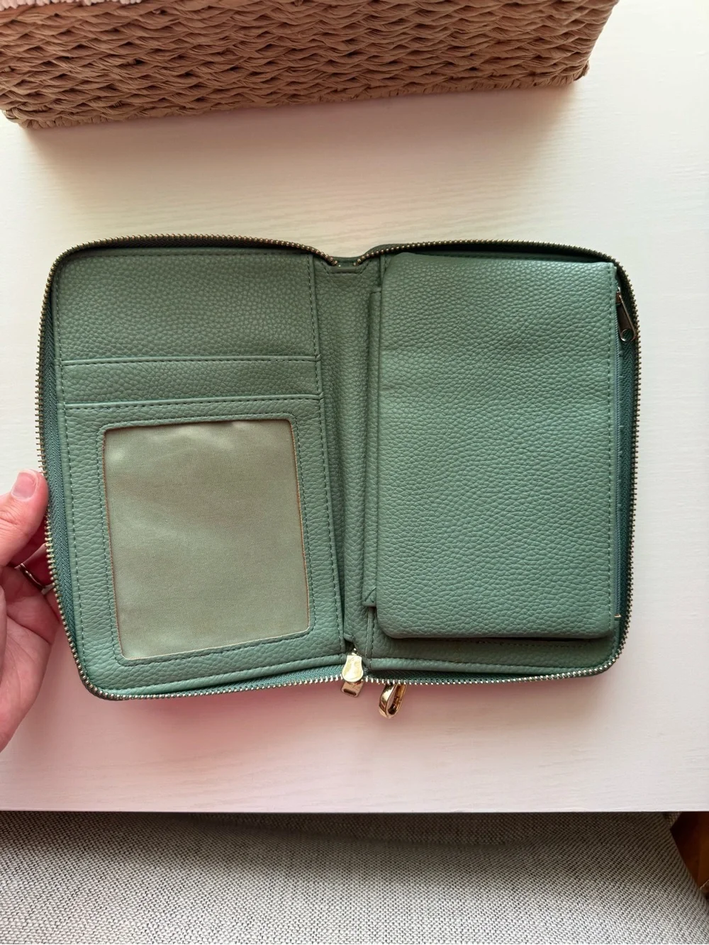 Embossed Green Wristlet Wallet